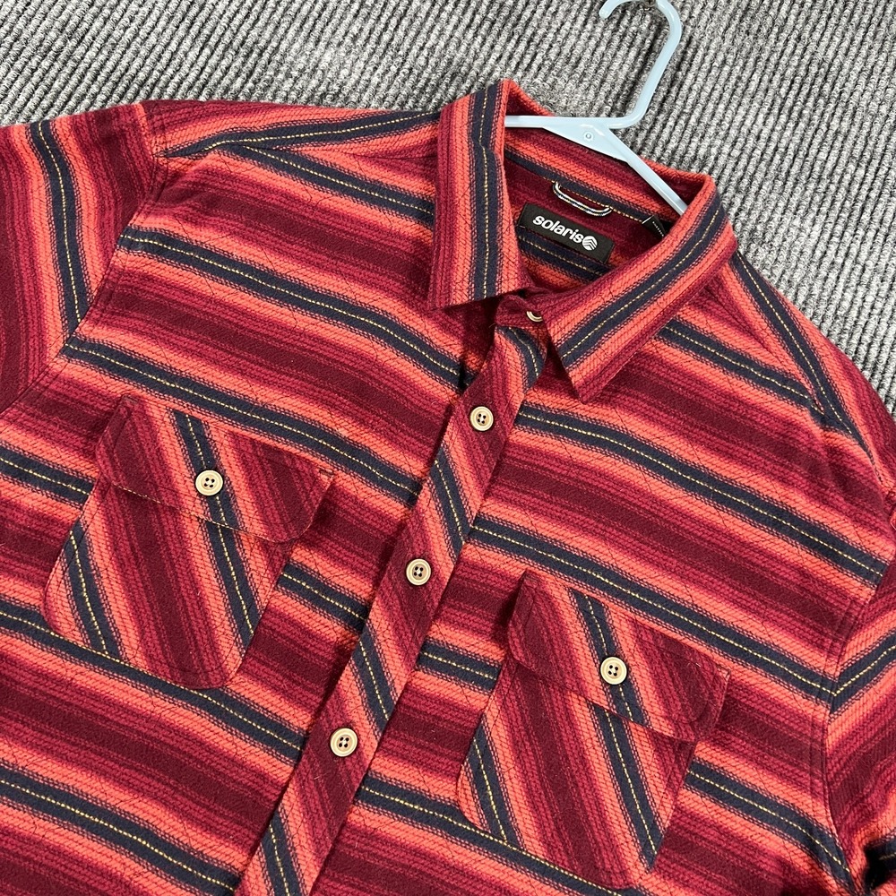 Solaris Shirt Mens XL Extra Large Red Striped Long Sleeve Button Up Casual